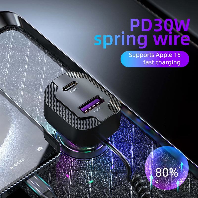 K9 QC3.0 USB+Type-C Phone Fast Charging Adapter Car Charger with PD 30W Type-C Cable K9 QC3.0 USB+Type-C Phone Fast Charging Adapter Car Charger with PD 30W Type-C Cable